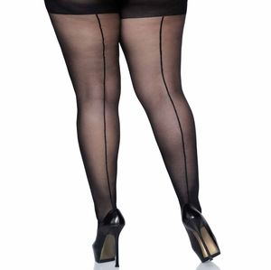 NWT Leg Avenue Black Sheer Backseam Pantyhose | 1X/2X